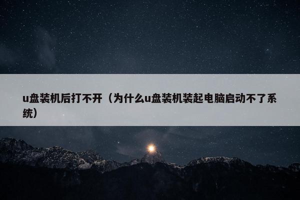 u盘装机后打不开（为什么u盘装机装起电脑启动不了系统）