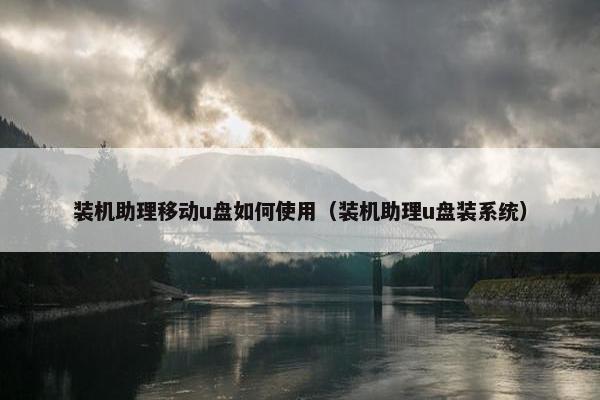 装机助理移动u盘如何使用（装机助理u盘装系统）