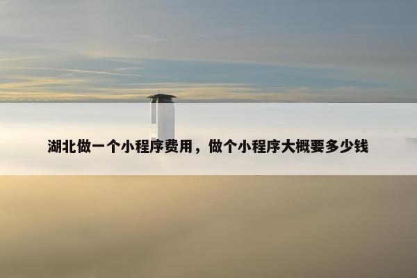湖北做一个小程序费用，做个小程序大概要多少钱