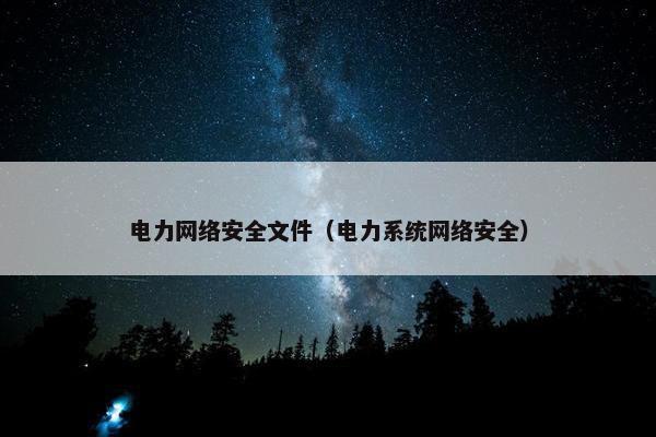 电力网络安全文件（电力系统网络安全）