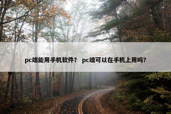 pc端能用手机软件？ pc端可以在手机上用吗？