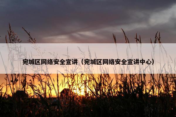 宛城区网络安全宣讲（宛城区网络安全宣讲中心）