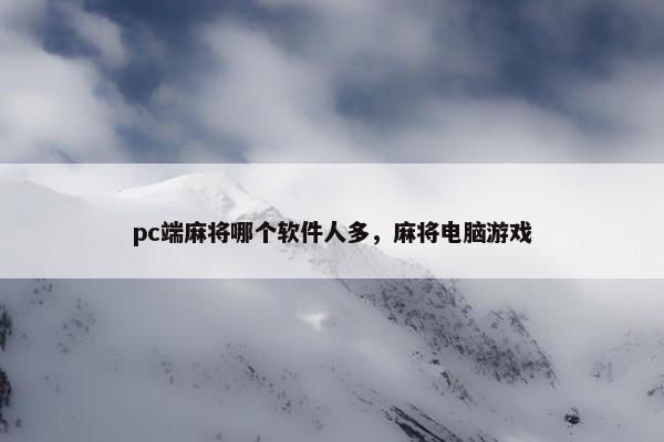 pc端麻将哪个软件人多，麻将电脑游戏