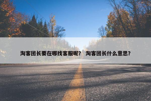 淘客团长要在哪找客服呢？ 淘客团长什么意思？