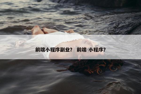 前端小程序副业？ 前端 小程序？