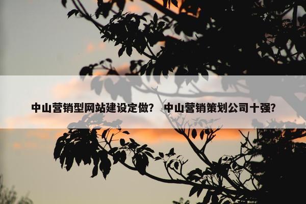 中山营销型网站建设定做？ 中山营销策划公司十强？