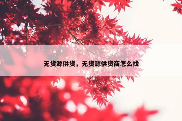 无货源供货，无货源供货商怎么找