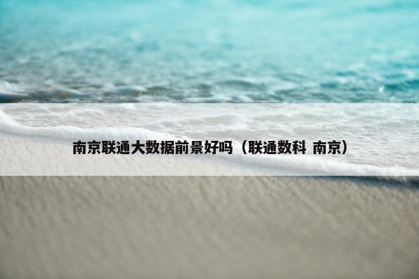 南京联通大数据前景好吗（联通数科 南京）