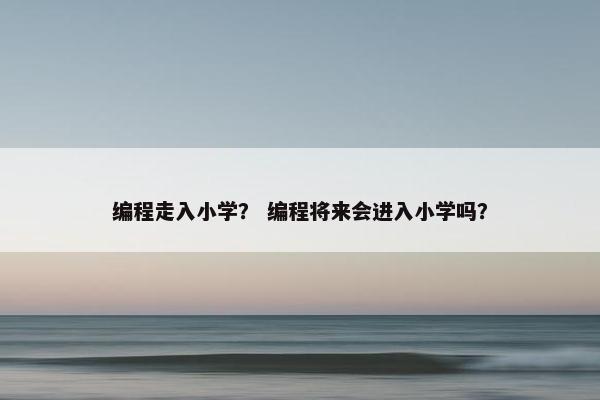 编程走入小学？ 编程将来会进入小学吗？