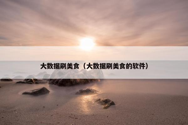 大数据刷美食（大数据刷美食的软件）