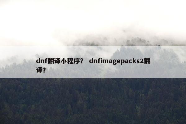 dnf翻译小程序？ dnfimagepacks2翻译？