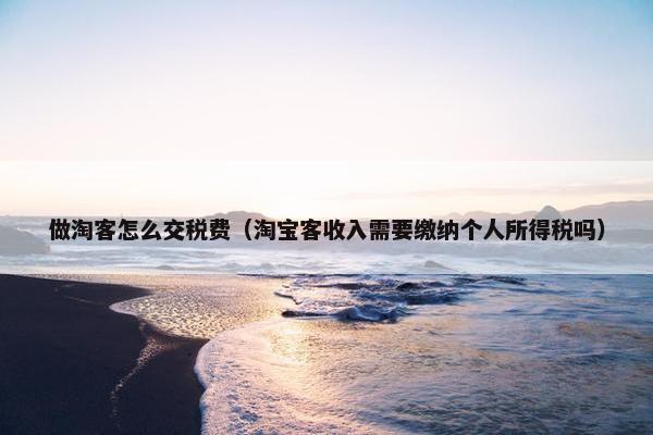 做淘客怎么交税费（淘宝客收入需要缴纳个人所得税吗）