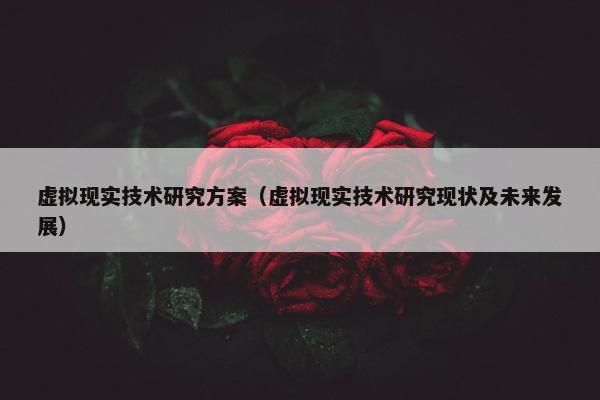 虚拟现实技术研究方案（虚拟现实技术研究现状及未来发展）