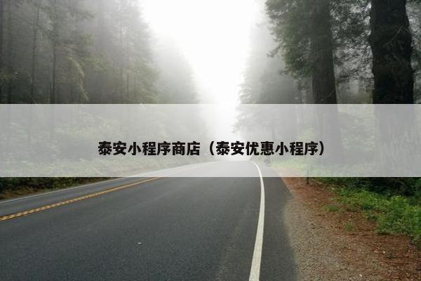 泰安小程序商店（泰安优惠小程序）