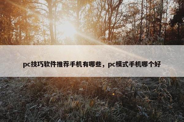 pc技巧软件推荐手机有哪些，pc模式手机哪个好