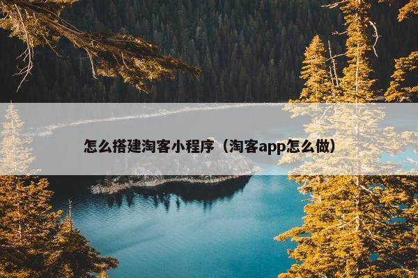 怎么搭建淘客小程序（淘客app怎么做）