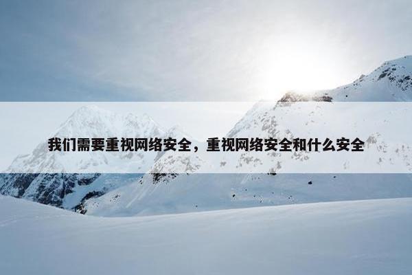 我们需要重视网络安全，重视网络安全和什么安全