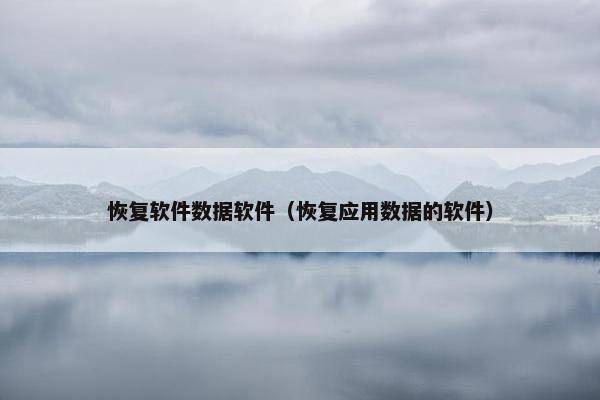 恢复软件数据软件（恢复应用数据的软件）