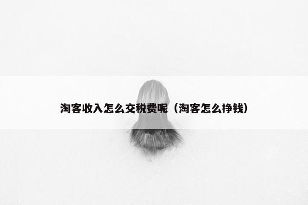 淘客收入怎么交税费呢（淘客怎么挣钱）