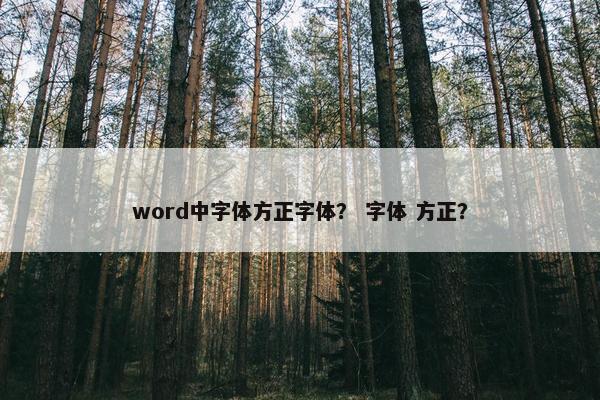 word中字体方正字体？ 字体 方正？