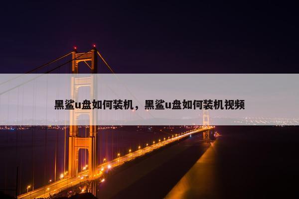 黑鲨u盘如何装机，黑鲨u盘如何装机视频