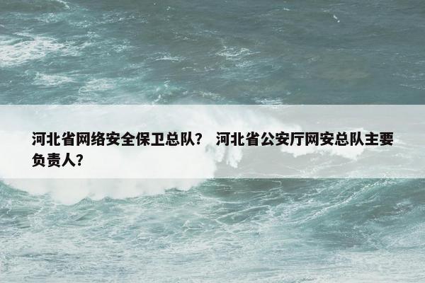 河北省网络安全保卫总队？ 河北省公安厅网安总队主要负责人？