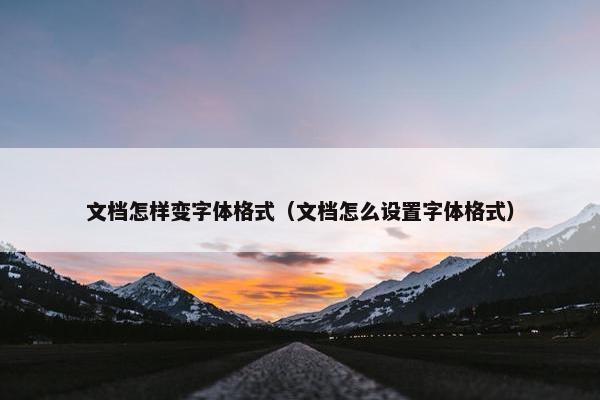 文档怎样变字体格式（文档怎么设置字体格式）