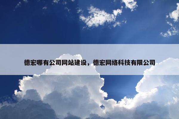 德宏哪有公司网站建设，德宏网络科技有限公司