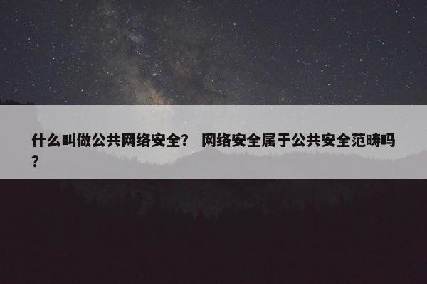 什么叫做公共网络安全？ 网络安全属于公共安全范畴吗？