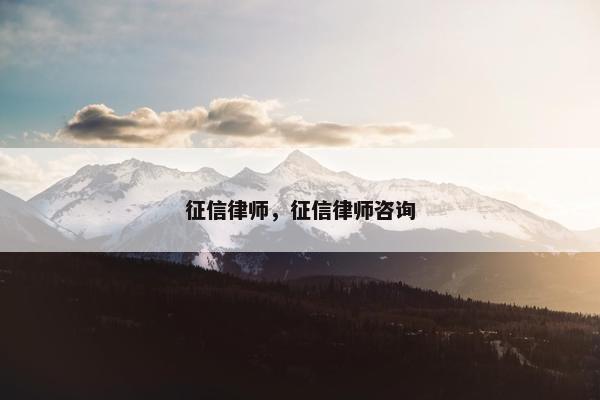 征信律师，征信律师咨询