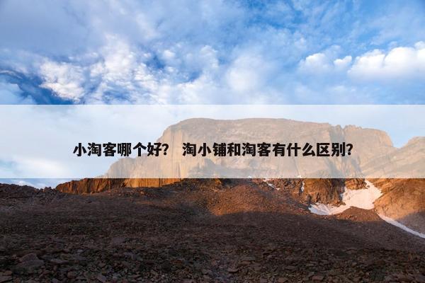 小淘客哪个好？ 淘小铺和淘客有什么区别？