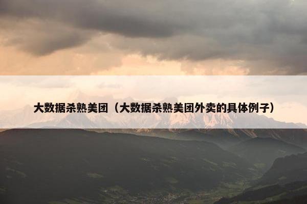 大数据杀熟美团（大数据杀熟美团外卖的具体例子）