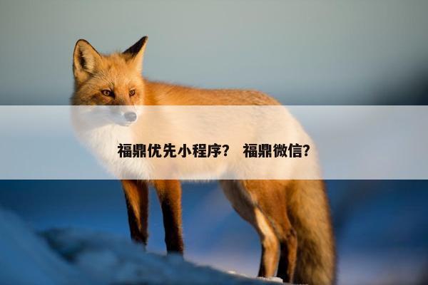 福鼎优先小程序？ 福鼎微信？