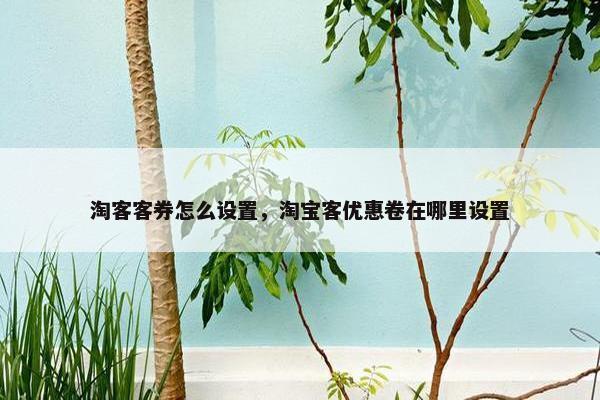 淘客客券怎么设置，淘宝客优惠卷在哪里设置