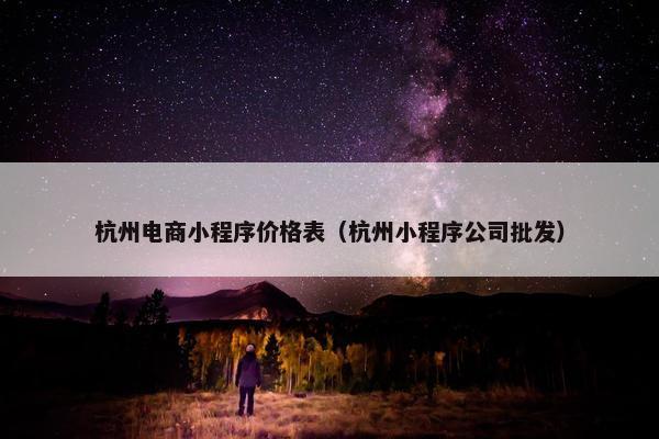 杭州电商小程序价格表（杭州小程序公司批发）