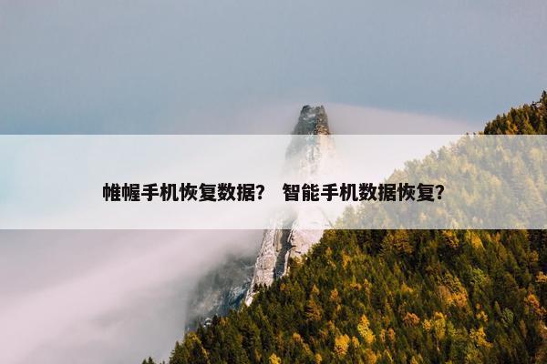 帷幄手机恢复数据？ 智能手机数据恢复？