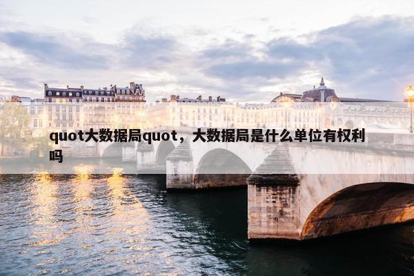 quot大数据局quot，大数据局是什么单位有权利吗
