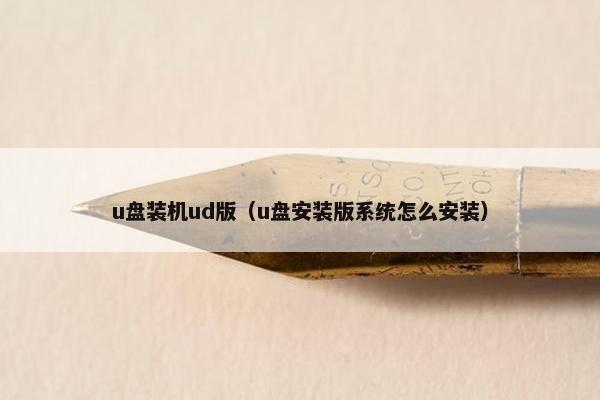 u盘装机ud版（u盘安装版系统怎么安装）