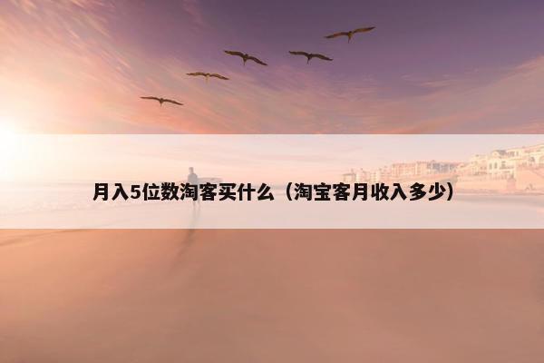 月入5位数淘客买什么（淘宝客月收入多少）