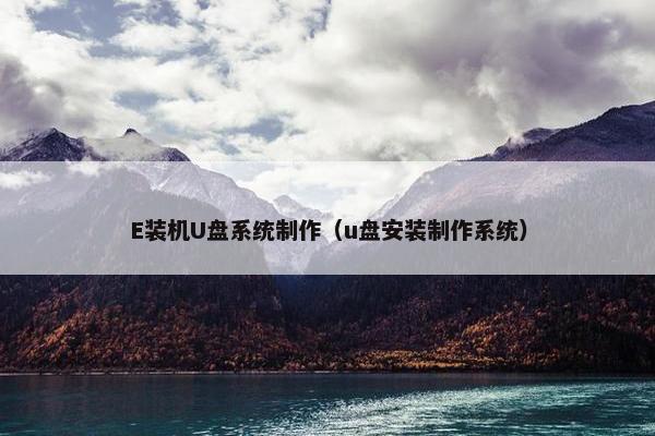 E装机U盘系统制作（u盘安装制作系统）