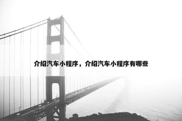 介绍汽车小程序，介绍汽车小程序有哪些