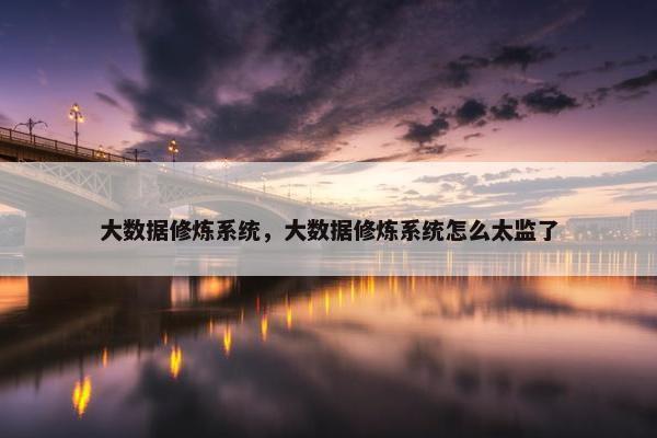大数据修炼系统，大数据修炼系统怎么太监了