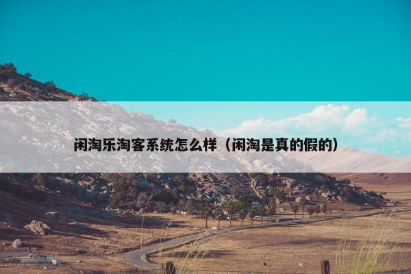 闲淘乐淘客系统怎么样（闲淘是真的假的）