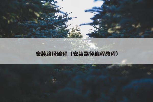 安装路径编程（安装路径编程教程）