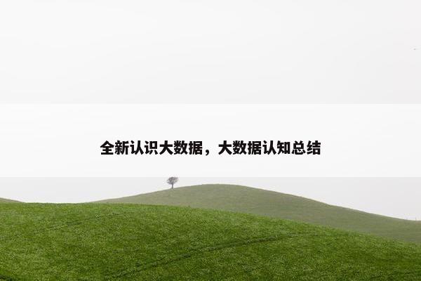 全新认识大数据，大数据认知总结