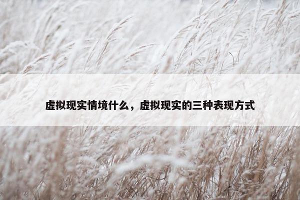 虚拟现实情境什么，虚拟现实的三种表现方式