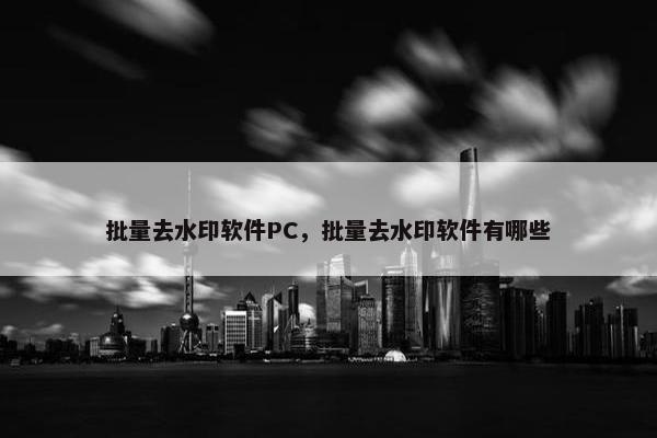 批量去水印软件PC，批量去水印软件有哪些