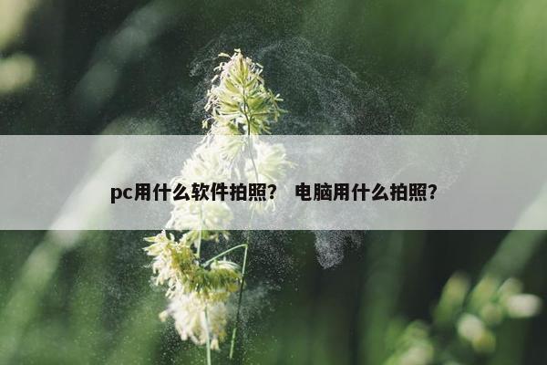pc用什么软件拍照？ 电脑用什么拍照？