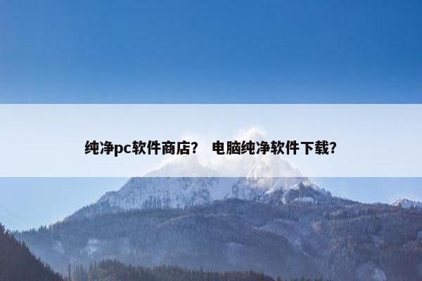 纯净pc软件商店？ 电脑纯净软件下载？