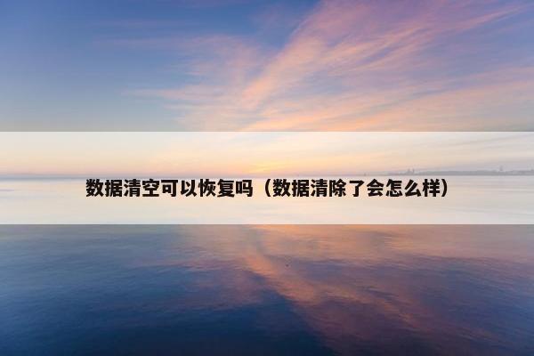 数据清空可以恢复吗（数据清除了会怎么样）